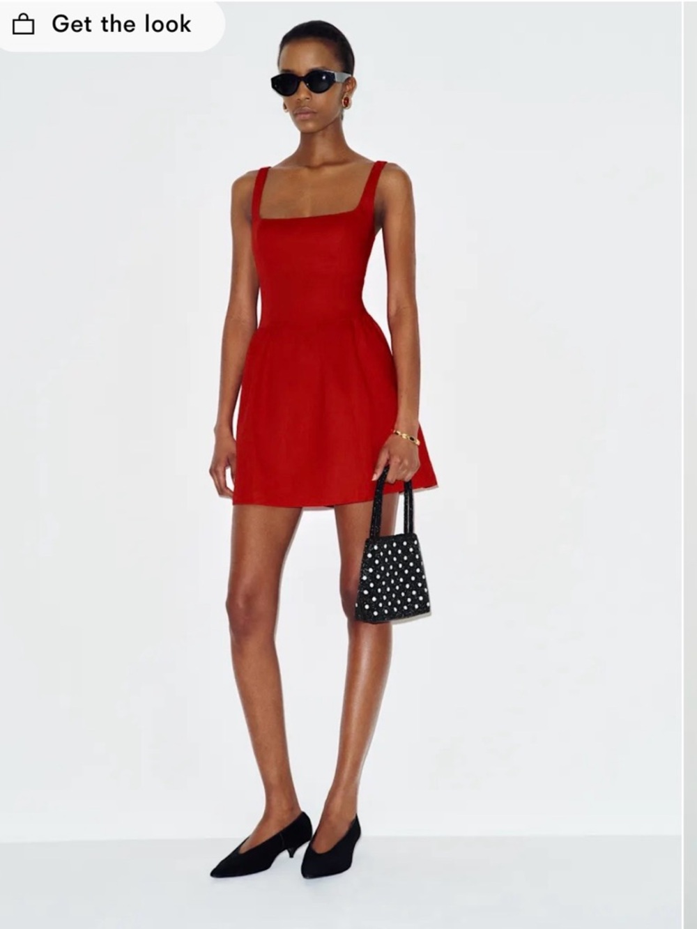 NWT Reformation- Janu Linen Mini Dress Lipstick- 10Red Square-Neck Mini Dress
